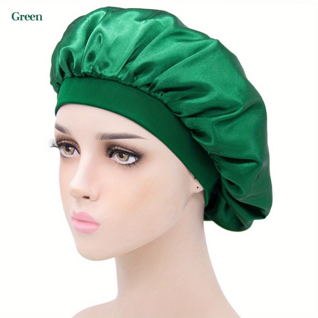 Green Satin Hair Bonnet with edge ( Reversable Satin Night sleep cap ) –  AfricanFabs