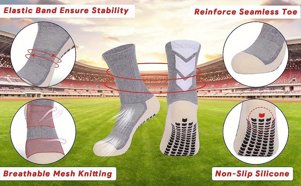 Calcetines Calcetines antideslizantes de fútbol para hombres y mujeres,  calcetines atléticos transpi Meterk Calcetines