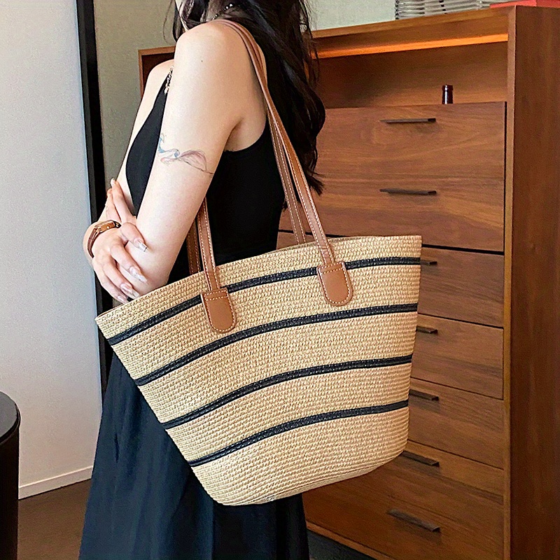 Brown Bag Summer Straw Bag Simple Tote Bag Fashion Bag