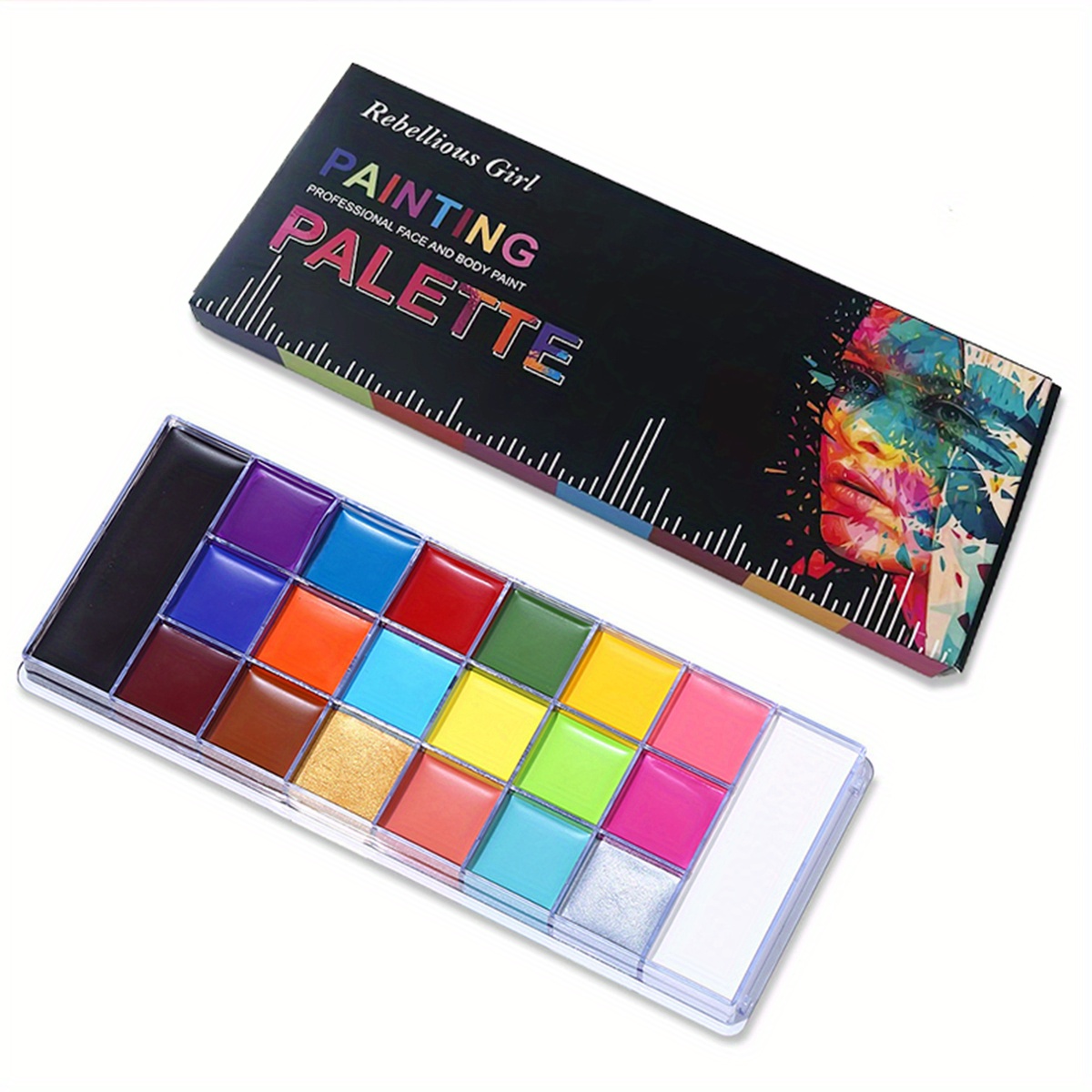 Veronni 20 Color Professional Face & Body Paint Palette With 10 Brushes,  Long Lasting, Non-toxic For Halloween Sfx Special Effects & Cosplay Makeup  - Temu New Zealand