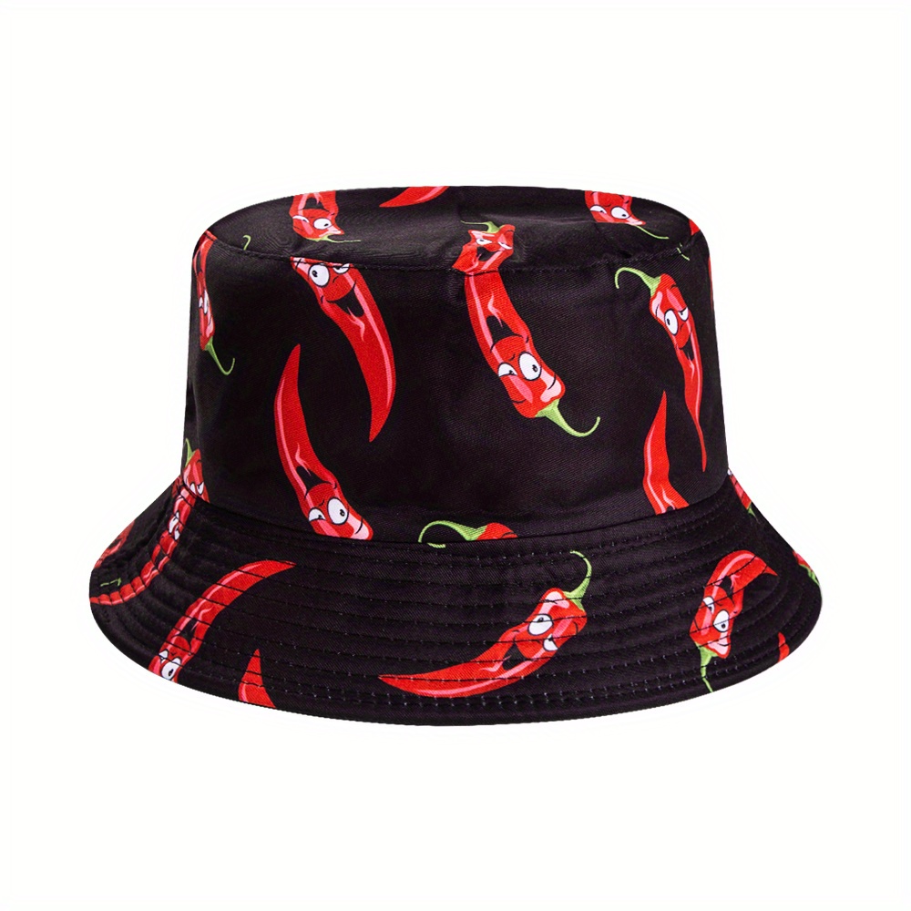 Red Flame Reversible Bucket Hat Trendy Color Block Fisherman - Temu