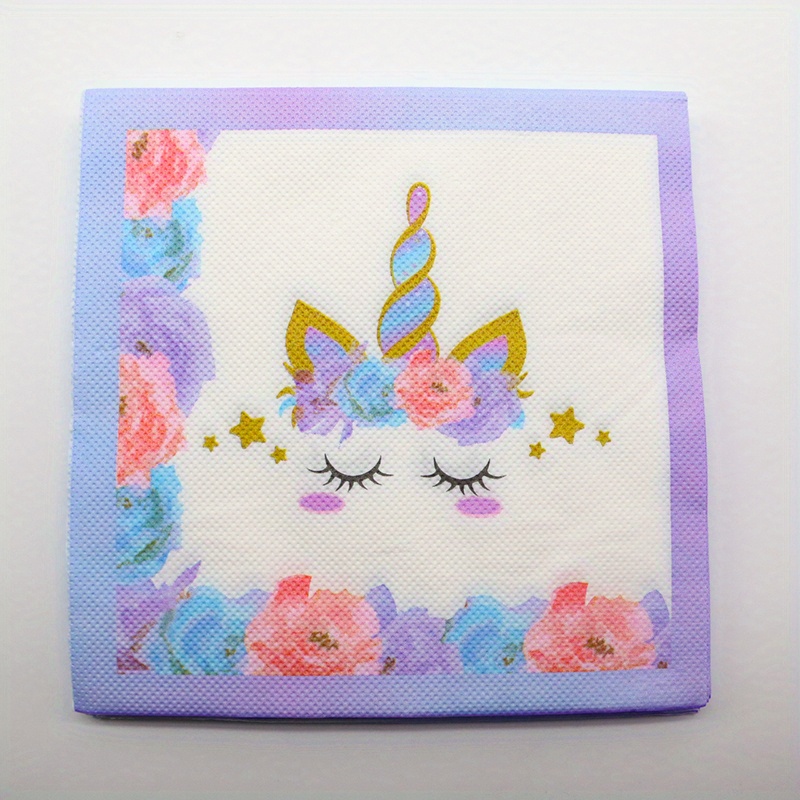 Decoraciones de cumpleaños de unicornio para niñas, platos de mesa  desechables de unicornio, 16 platos y servilletas de unicornio, 1 mantel de
