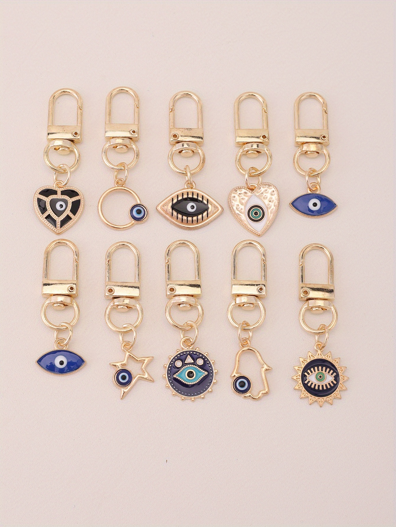 10pcs evil eye keychain amulet fashion cute key ring purse bag backpack car key charm earbud case accessory women gift details 1