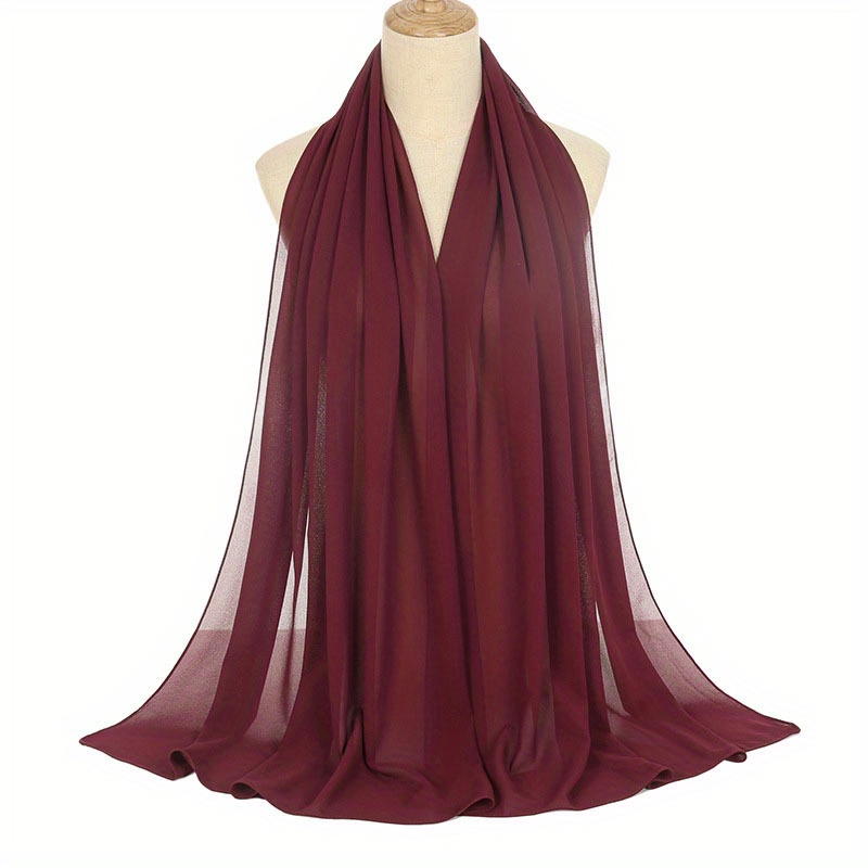 Solid Hijab Breathable Full Cover Shawl Turban Gauze Scarf