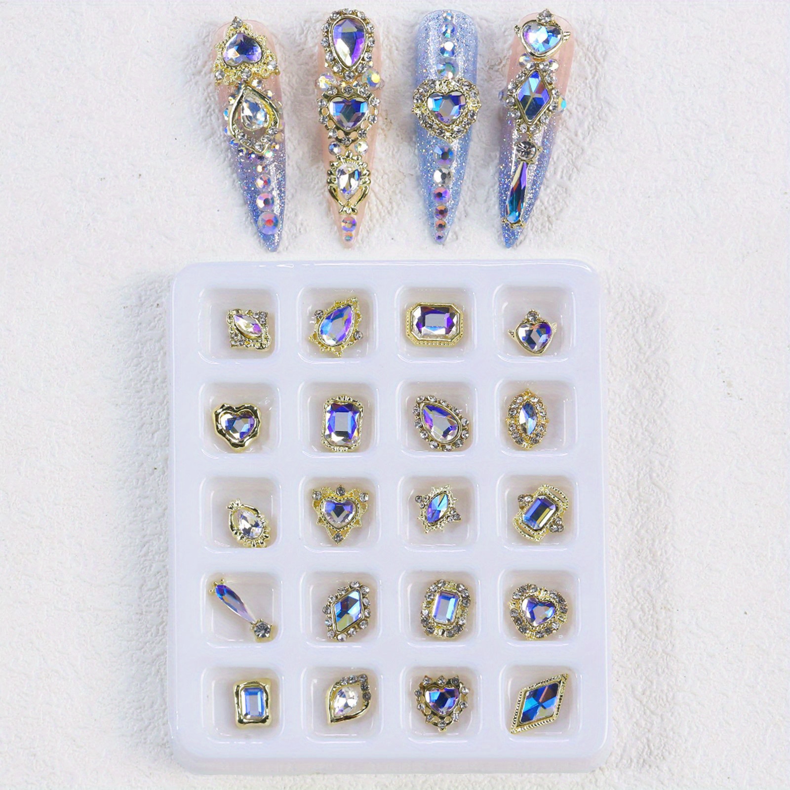 3D Elegant Blue Rhinestones Nail Charms Luxury Multi Styles