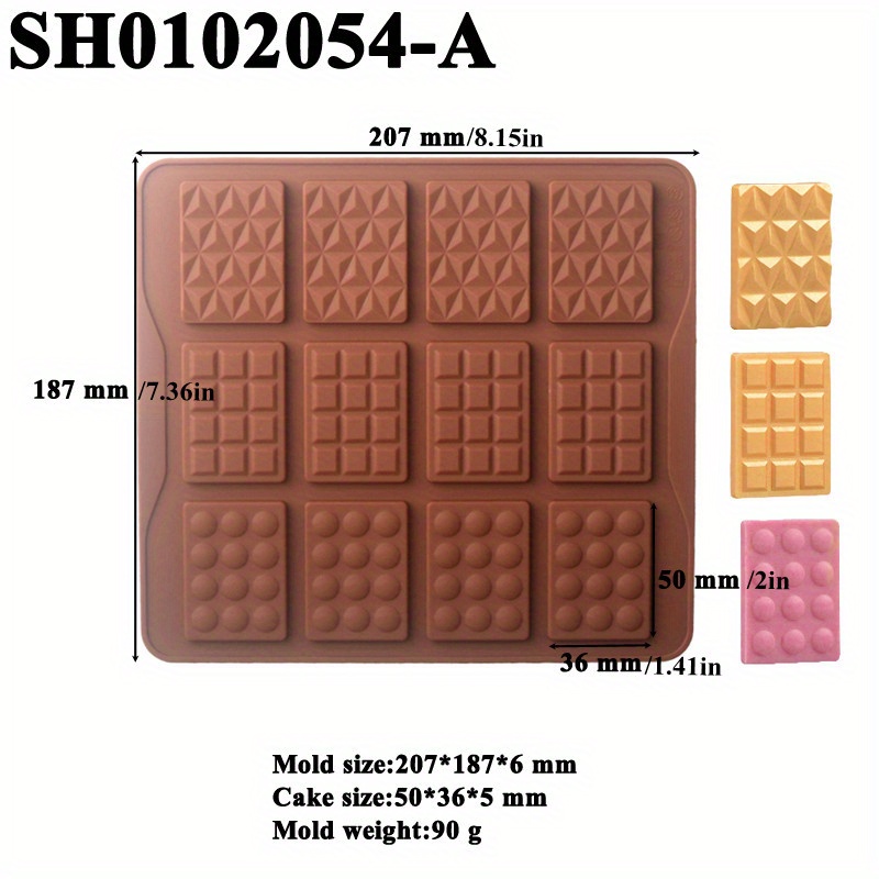 Chocolate Bar Mold 3d Silicone Mold 12 Cavity Candy Mold - Temu