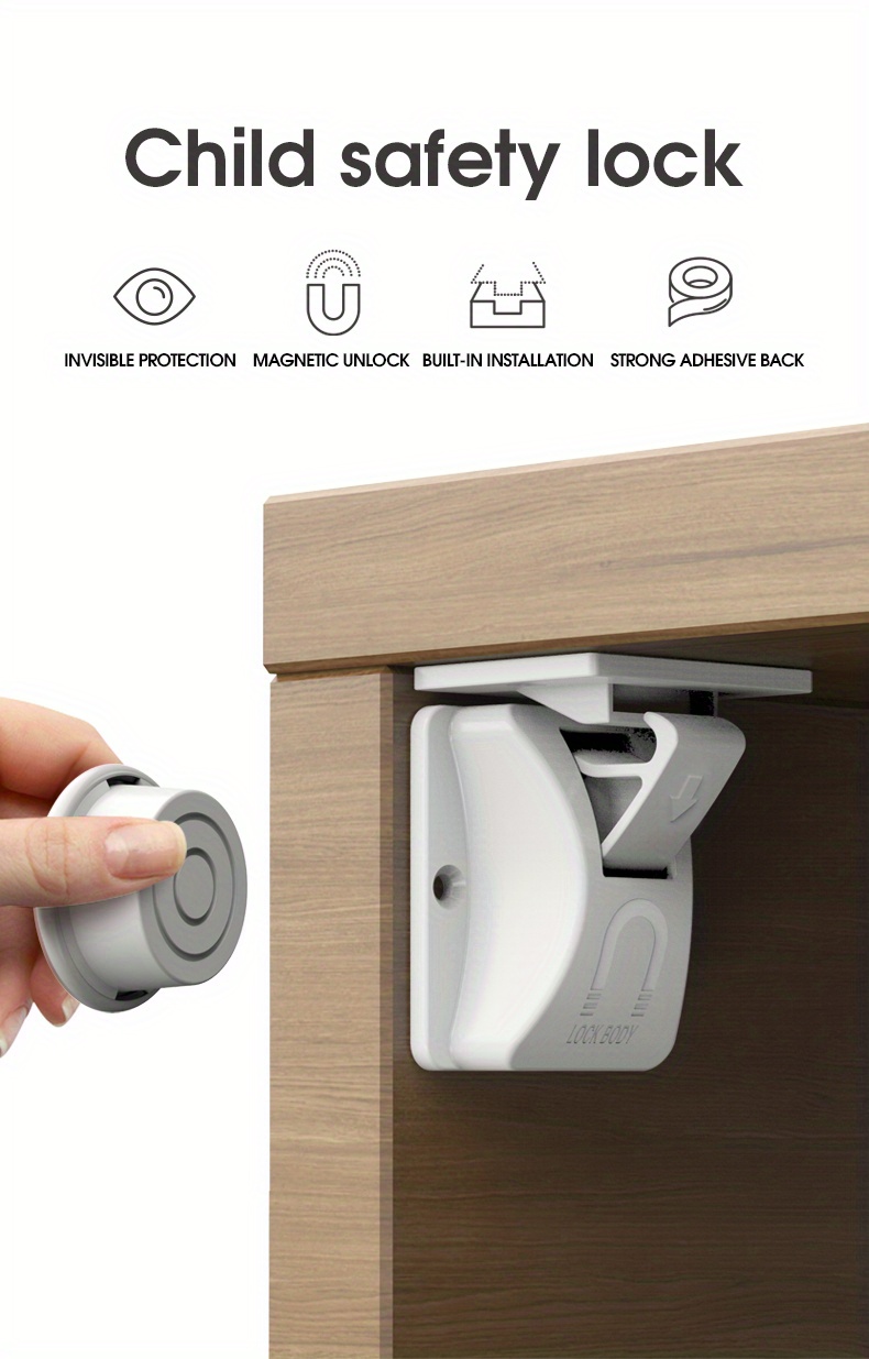 Magnetic Cabinet Locks for Babies Proofing, Child Locks for Cabinets  Drawers Doors for Back to School [2-Lock 1-Key]