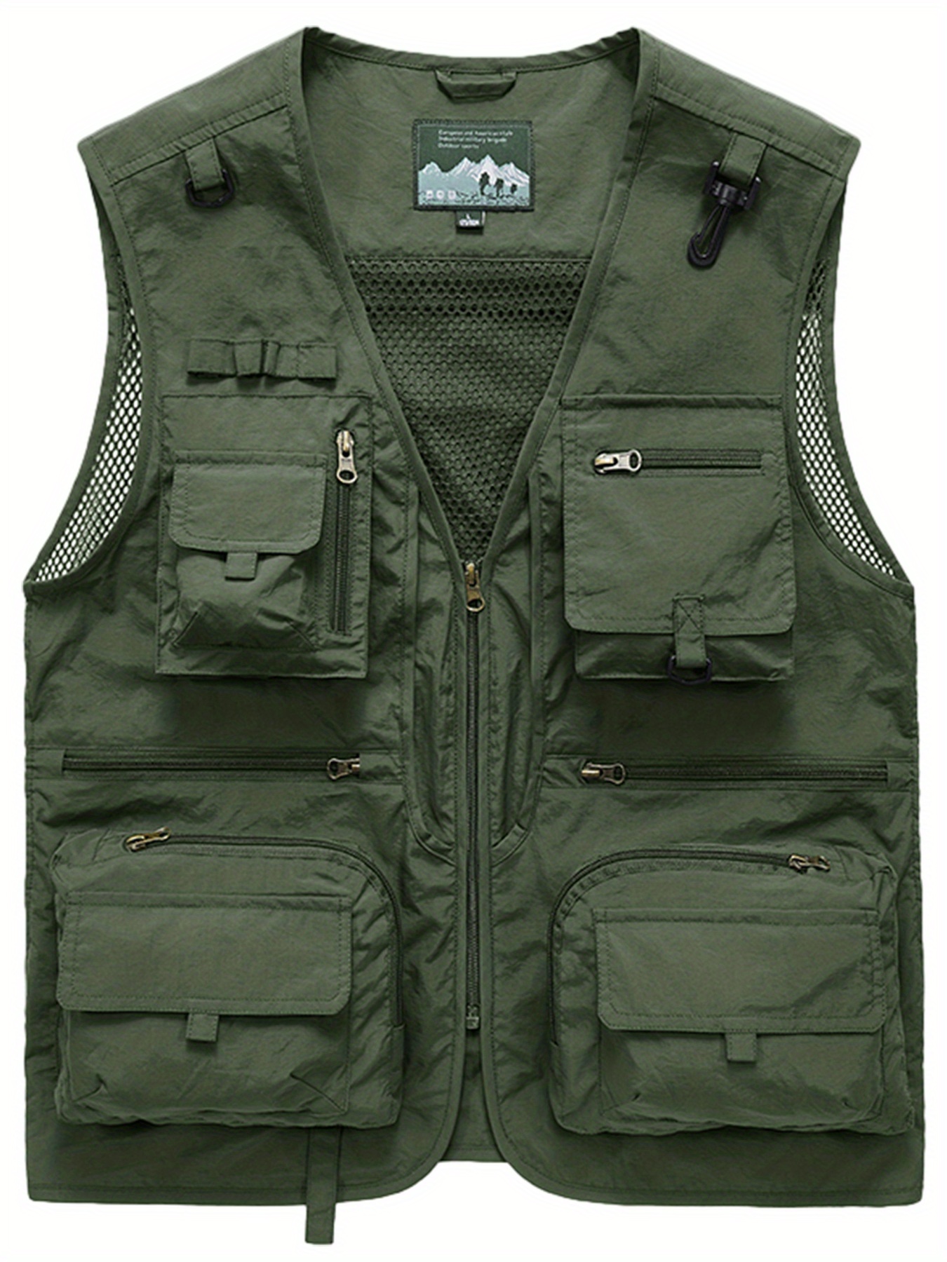 Zipper Pockets Cargo Vest Men's Casual V Neck Zip Vest - Temu