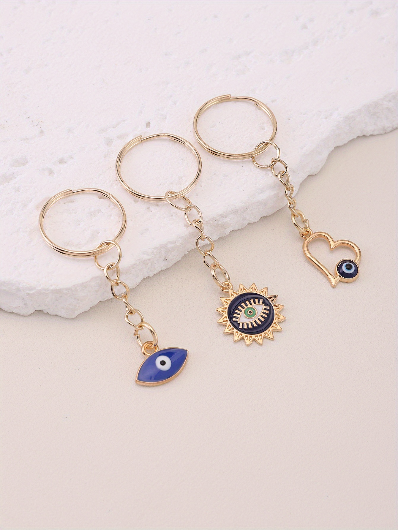 10pcs Evil Eye Keychain Amulet Good Luck Key Ring Purse Bag Backpack Car  Key Charm Party Favors Jewelry Making Accessory Gift