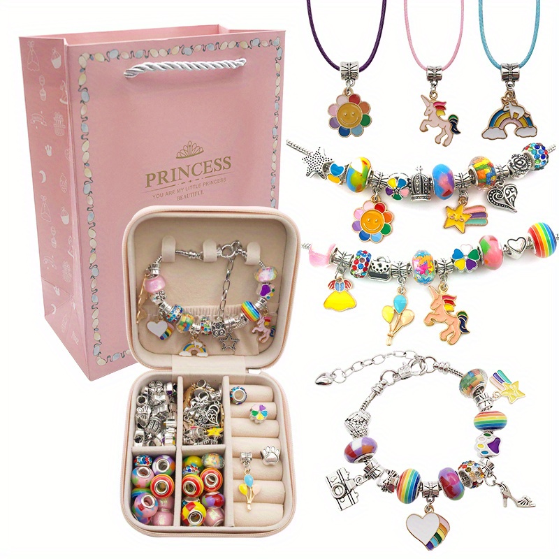 Charm Bracelet Making Kit Including Jewelry Beads Snake Chains, DIY Cr –  Yaya GO！