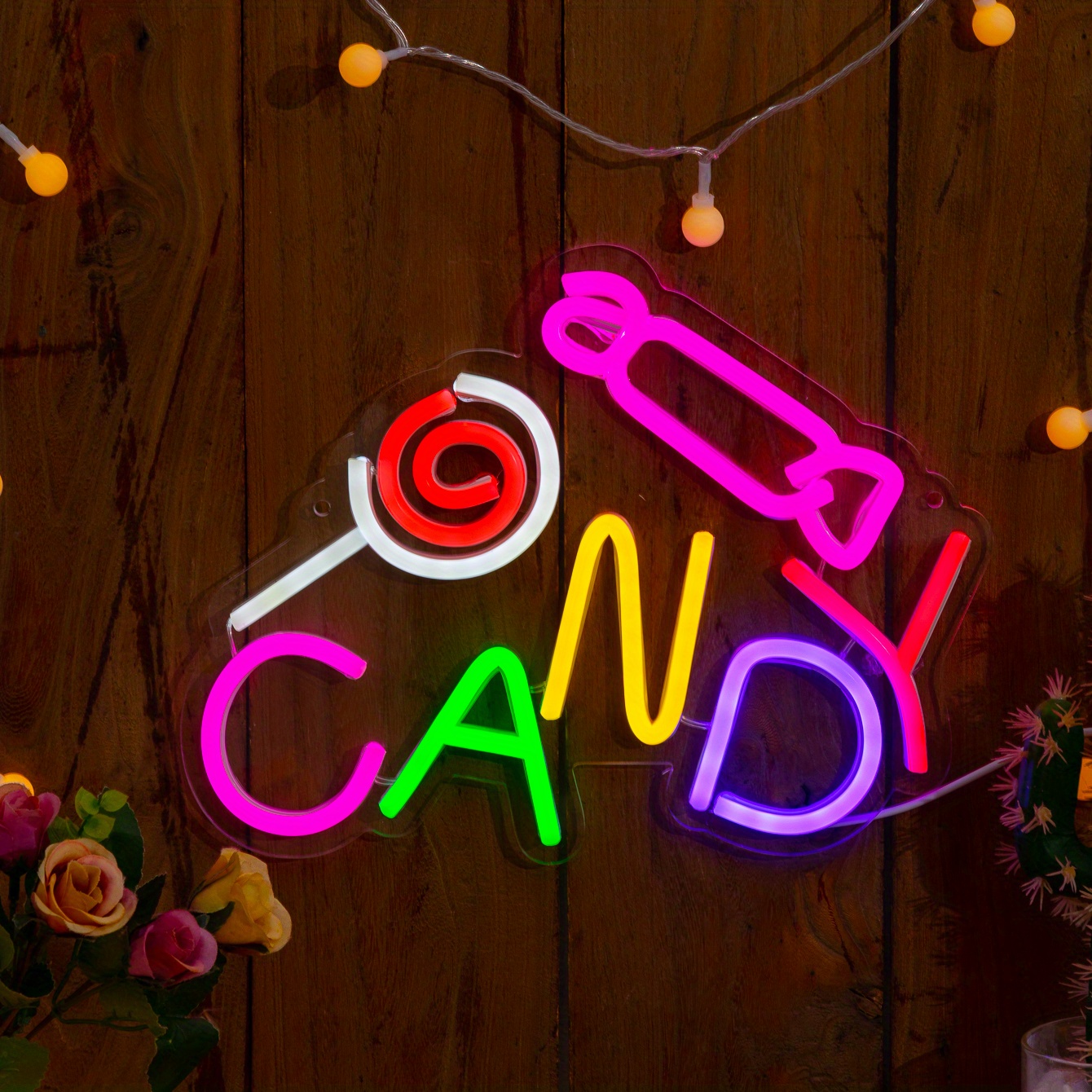 Candy Led Neon Sign For Wall And Table Decor Light Up Signs - Temu