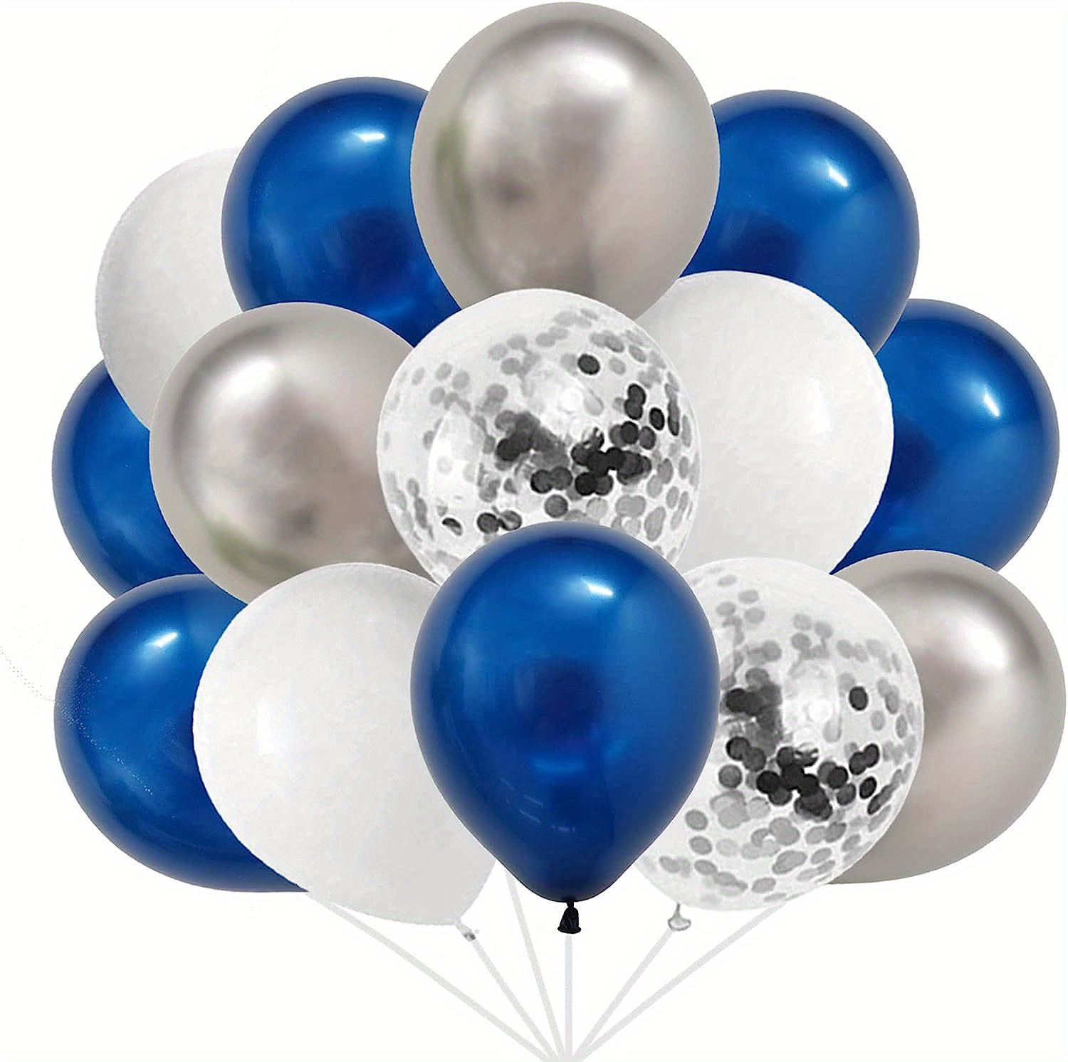 Blue Silvery, And White Balloon Flower Arch Set, Royal Navy Blue And ...