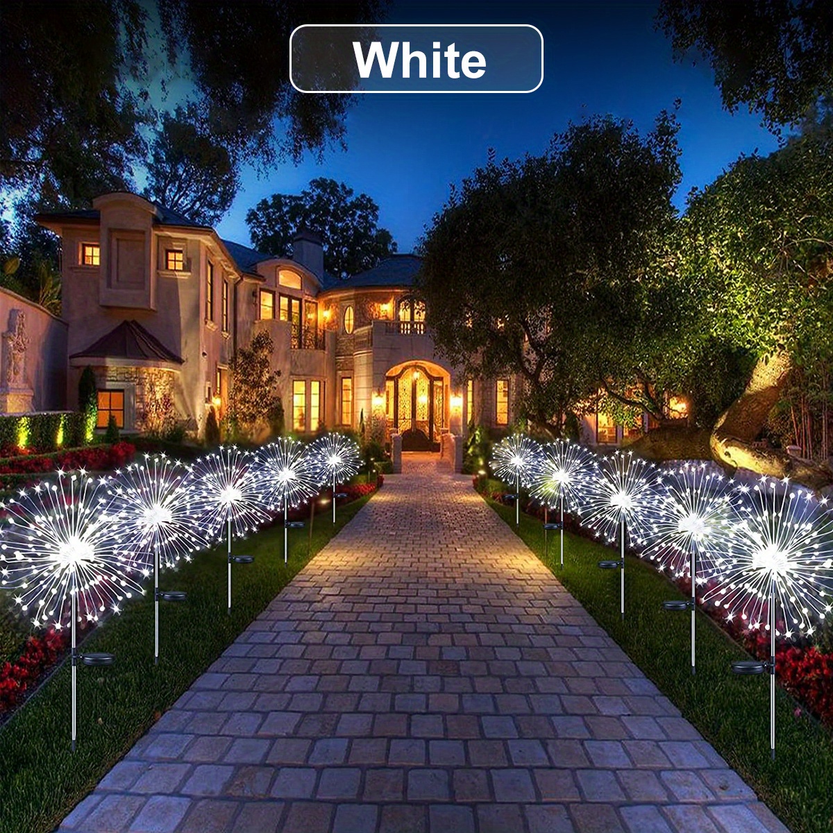 Outdoor Waterproof LED Solar Fireworks Lights Star Light String Park  Landscape Garden Courtyard