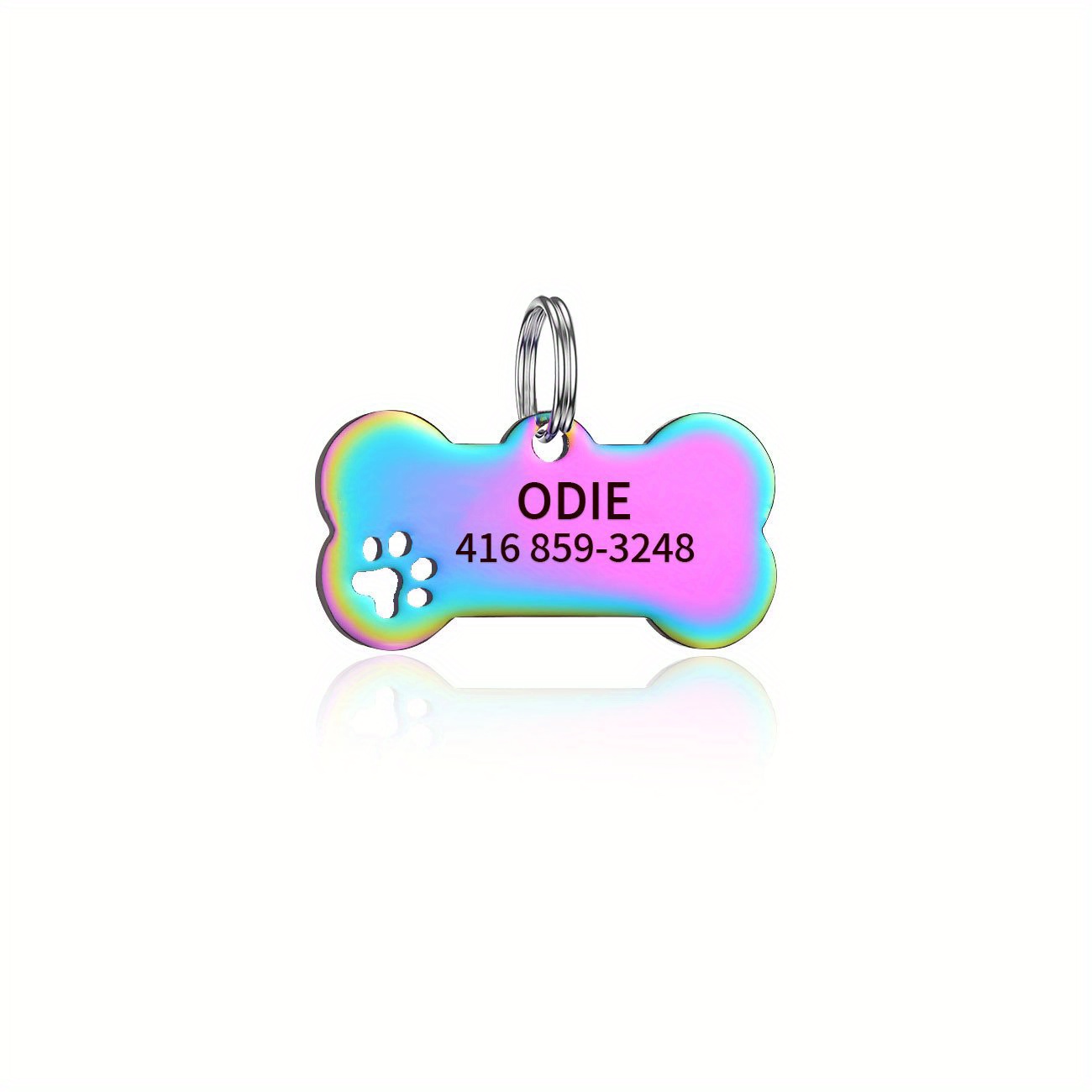 TEMU Plaque d'Identification Personnalisée pour Chien et Chat avec - 6 Options de Couleurs avec Motif de Patte, Plaque en Métal Résistant pour avec