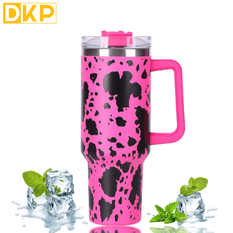 40 oz Cow Print Tumbler With Handle – mckenna-creations