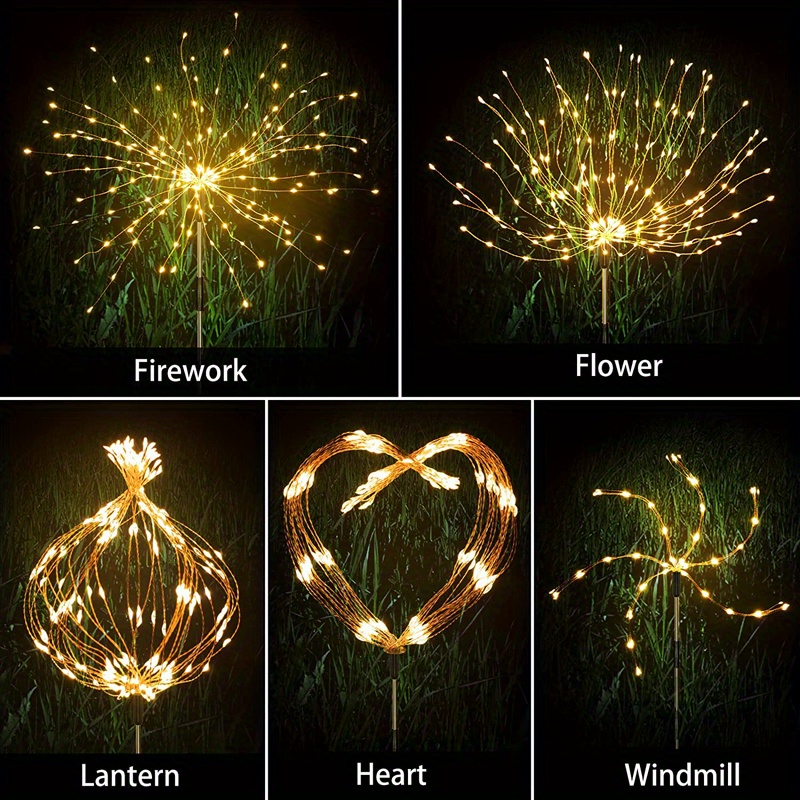 Solar Fairy Lights Waterproof Outdoor Firework Lights Leds Temu