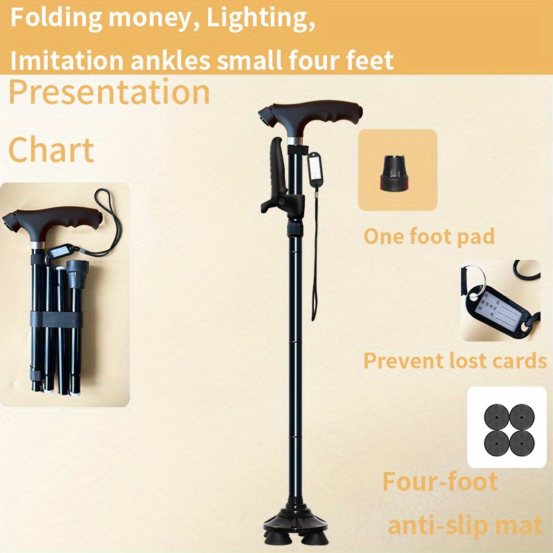 Walking Stick Canes,Adjustable Height,Folding Walking Cane,LED Light  Lightweight Walking Stick for Men and Women