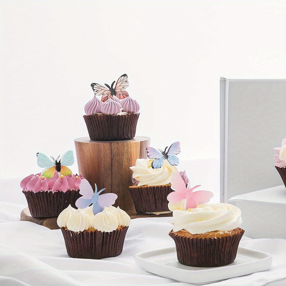 50 piezas de mariposa comestible para cupcakes, decoraciones de comida para  fiesta de cumpleaños de niños, papel de arroz, decoración para tartas y  postres - AliExpress
