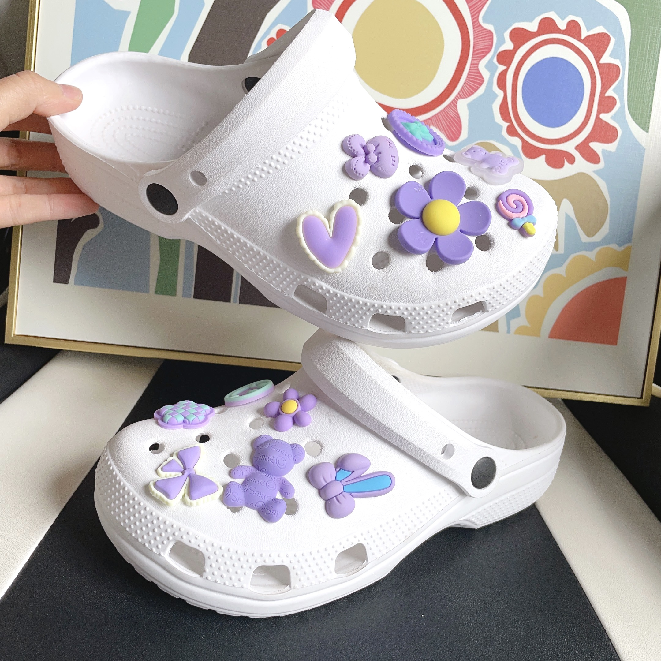 Purple And Blue Ocean Beach Cartoon Shoes Charms For - Temu