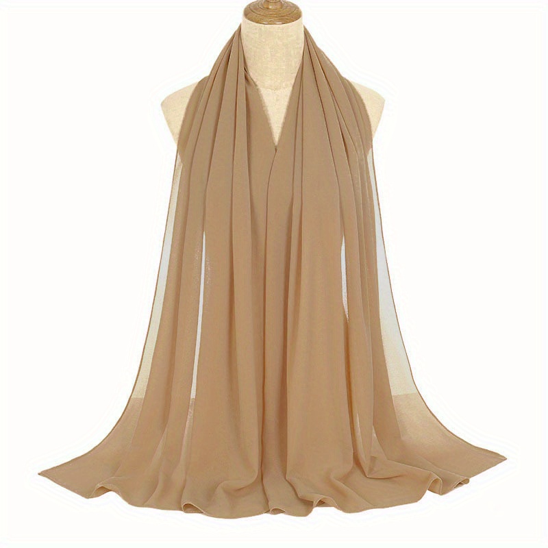 Solid Hijab Breathable Full Cover Shawl Turban Gauze Scarf