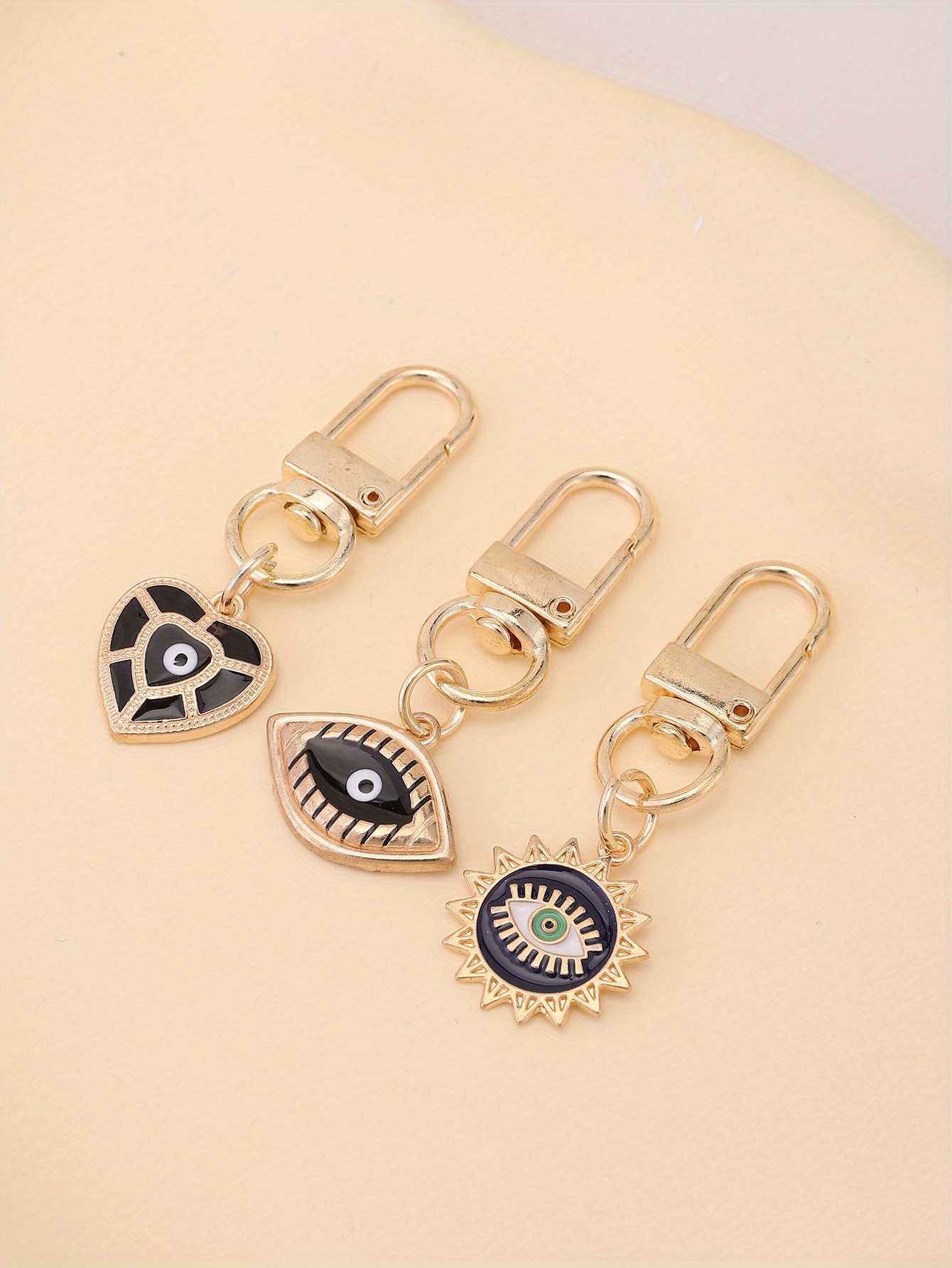 10pcs evil eye keychain amulet fashion cute key ring purse bag backpack car key charm earbud case accessory women gift details 4