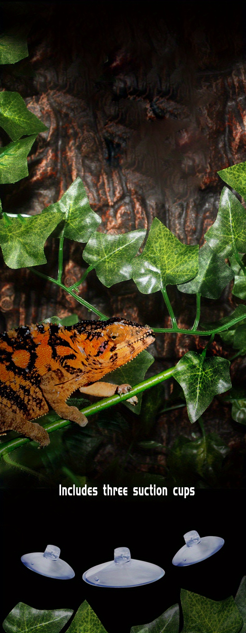 爬虫類植物2個 ガラス容器吊り下げ植物つる 吸盤付き人工葉生息地装飾 トカゲ ヘビ ヤモリ - Temu Japan