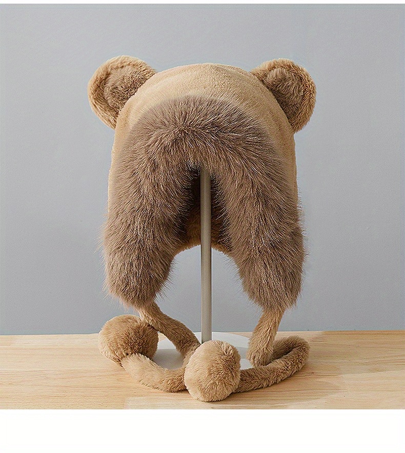 Cuddly Bear Ears Plush Baseball Cap - Whimsical Warmth - Fun