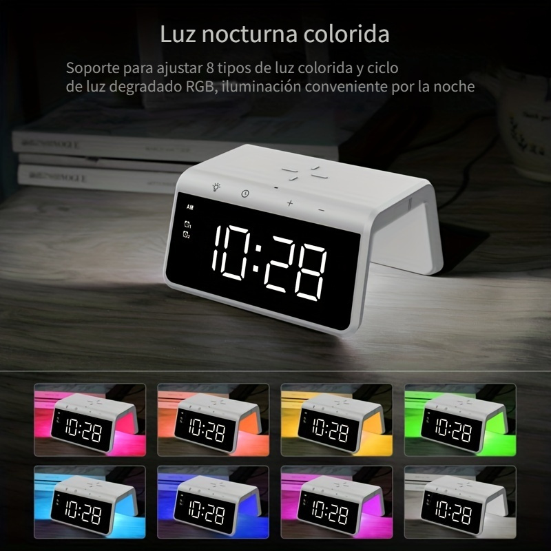 Cargador Inalámbrico Pad Led Reloj Despertador Digital - Temu Chile