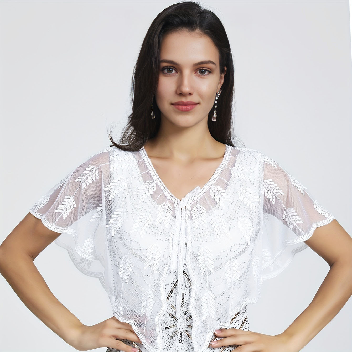 Vintage Embroidered Bead Shawl Evening Party Bridal Shawl