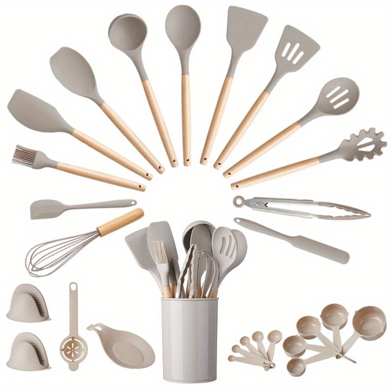 Silicone Kitchen Utensils Set, Including Slotted Turner, Ladle