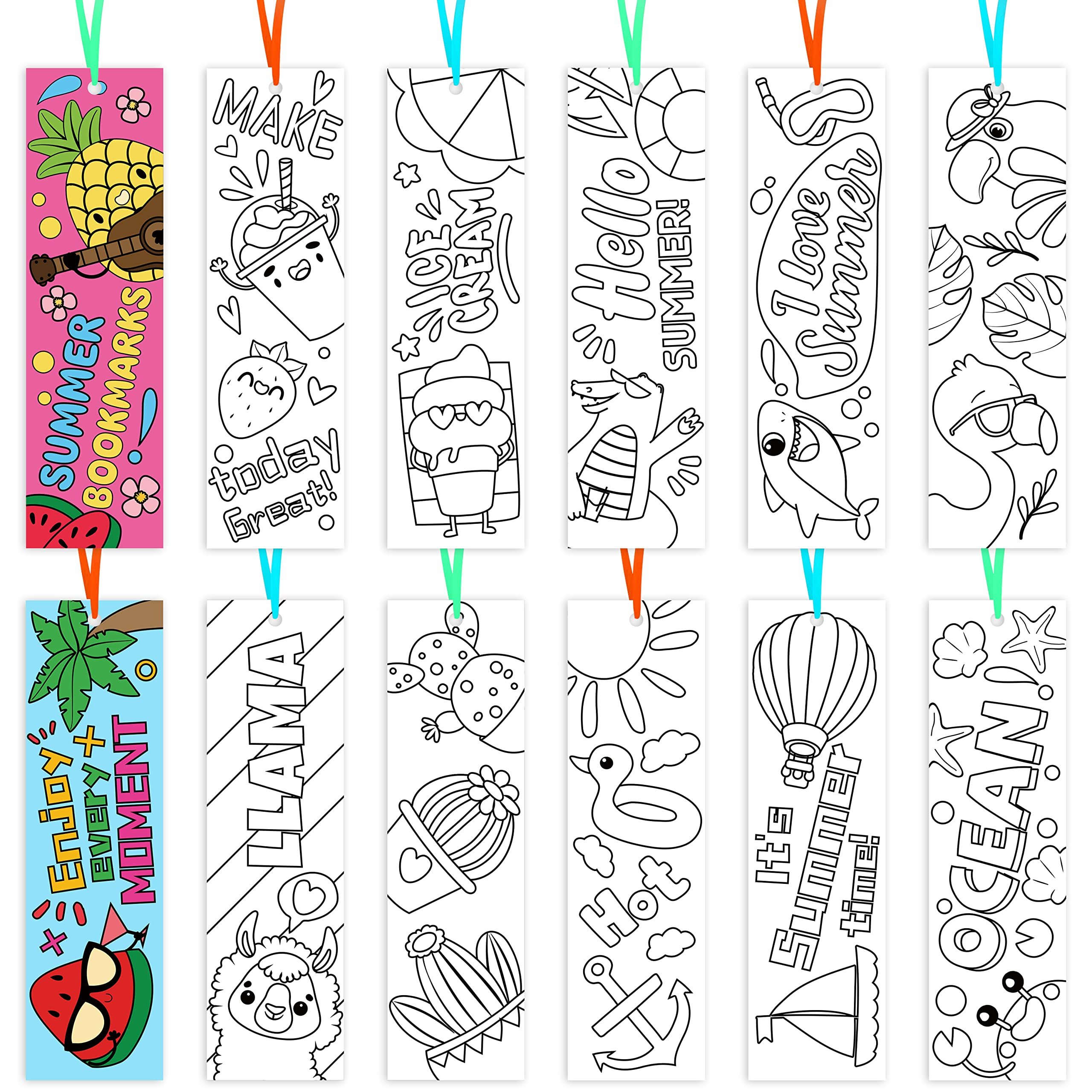  108 Pcs Color Your Own Bookmarks Inspirational Bookmarks for  Kids Students, DIY Motivational Coloring Blank Paper Bookmarks for Teachers  Students Bookmarks Birthday DIY Supplies (Elegant Style) : Office Products
