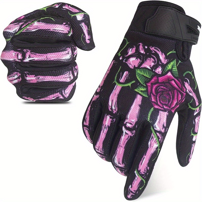 TEMU Rigwarl 1 Pair Bicycle Riding Long Finger Gloves, Ghost Claw Full Finger Gloves, Unisex Outdoor Casual Sports Riding Gloves, Christmas