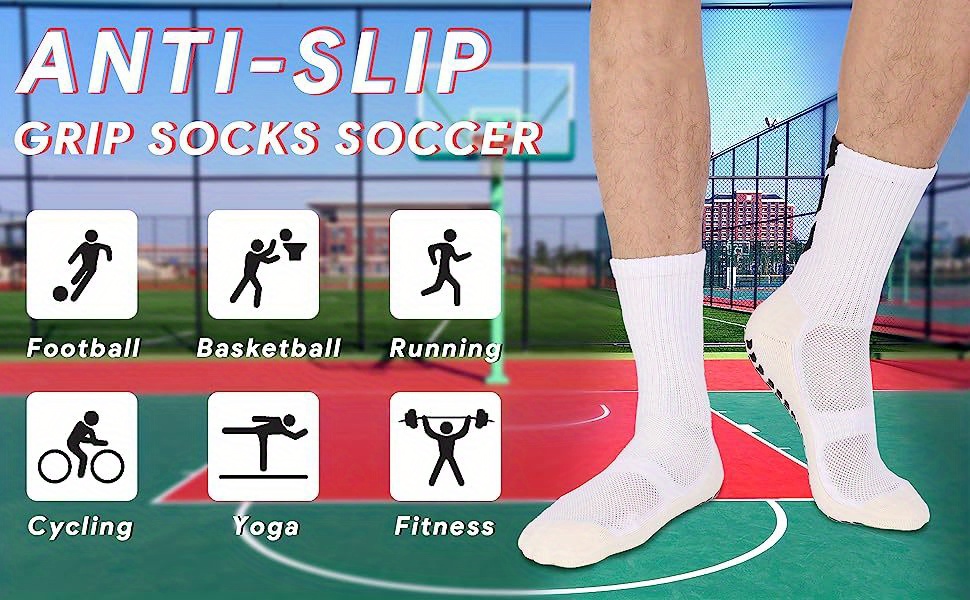3 Calcetines deportivos antideslizantes W/GRIP Socks de fútbol masculino  premium