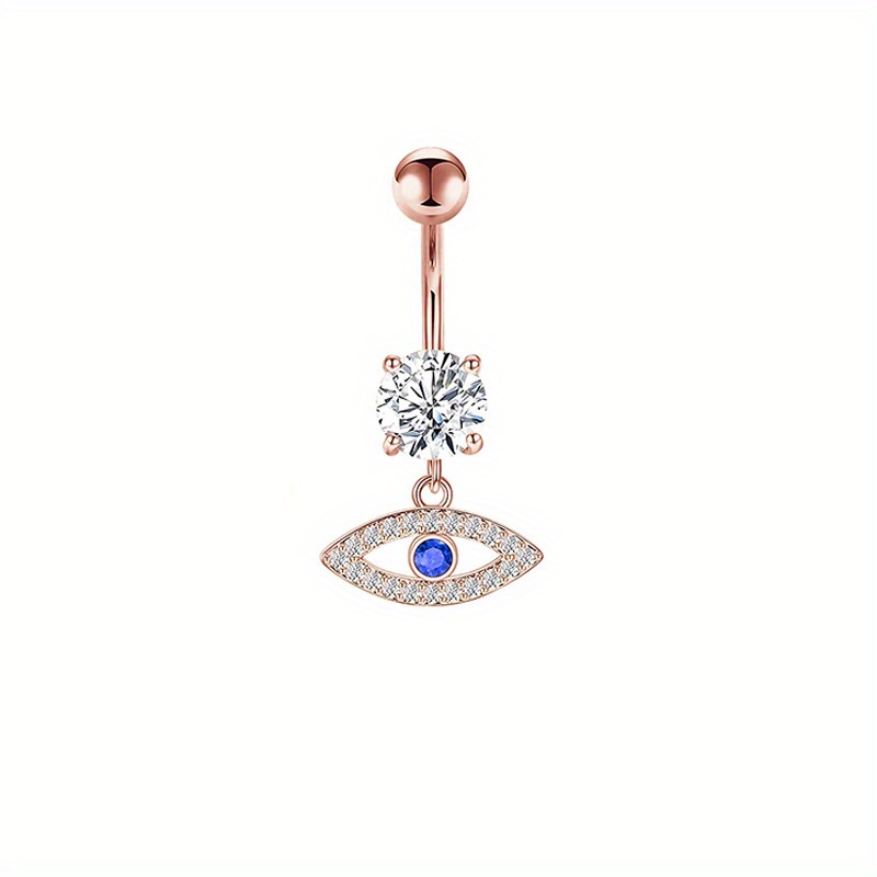 8pc Rose Golden Love Heart Devil's Eye Belly Button Ring Set