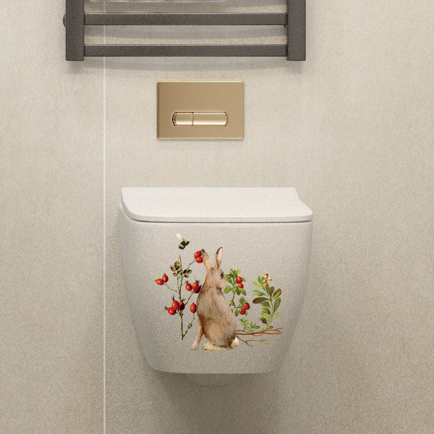 Cute Rabbit Toilet Sticker Removable Vinyl Wall Decal Home - Temu Ireland