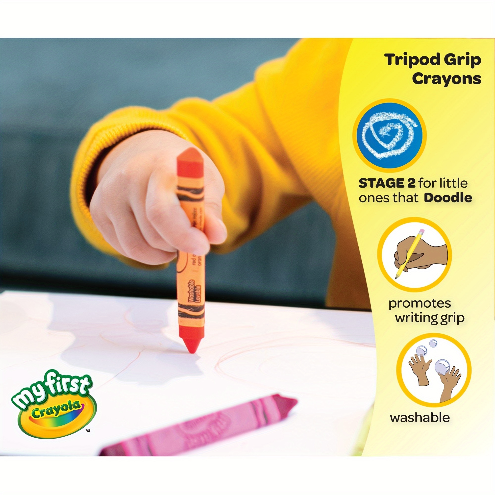 8pcs Crayola My First Ultra-Clean Washable Markers, Classic Crayola Colors  Non-Toxic Art Tools, For Toddlers & Preschoolers, Crush Proof Tip Made For