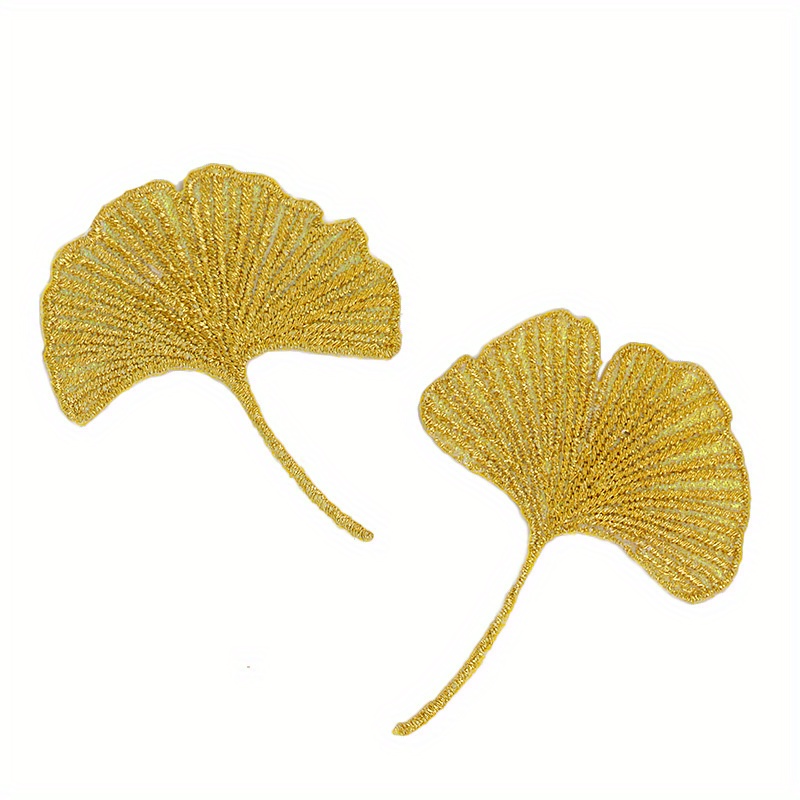 2pcs Ginkgo Embroidery Patches - Ironed Or Sewn - Storage Holiday Decoration Embroidery Accessories - Smoke Ironing Patches - Diy Enthusiasts Materials - Suitable For Use In Clothing
