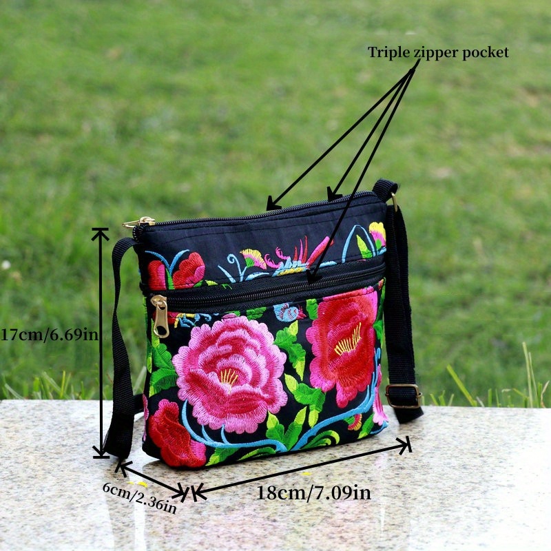 Love Embroidered Square Shoulder Bag, Stylish Colorblock Shoulder