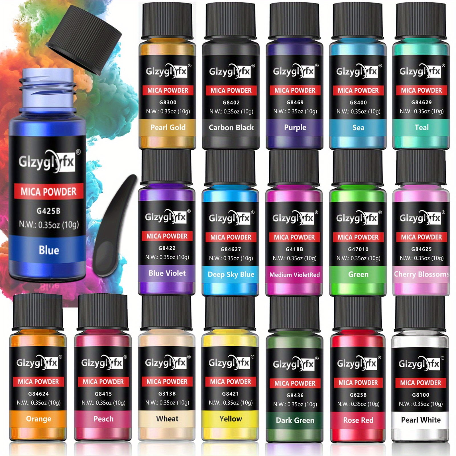 10 Color Pigment Powder Variety Pack Set A (Mica Powder for Epoxy Resin)