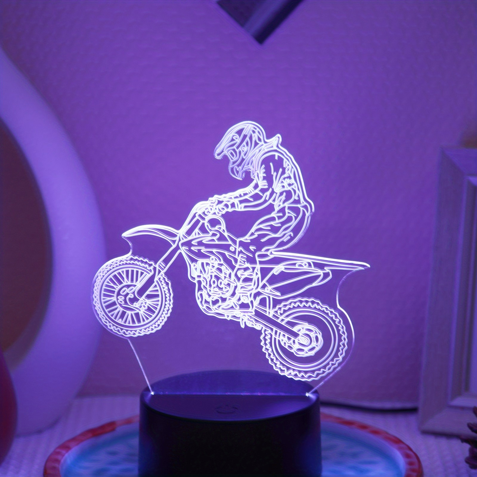 Motocross 3d Lampe Cadeaux Pour Garçons Filles Chambre, Dirt Bike Décor  Jouets Lumière De Nuit Cadeaux de Chevet Pour Enfants Bébé, 7 Couleurs  Changer Veilleuse Avec