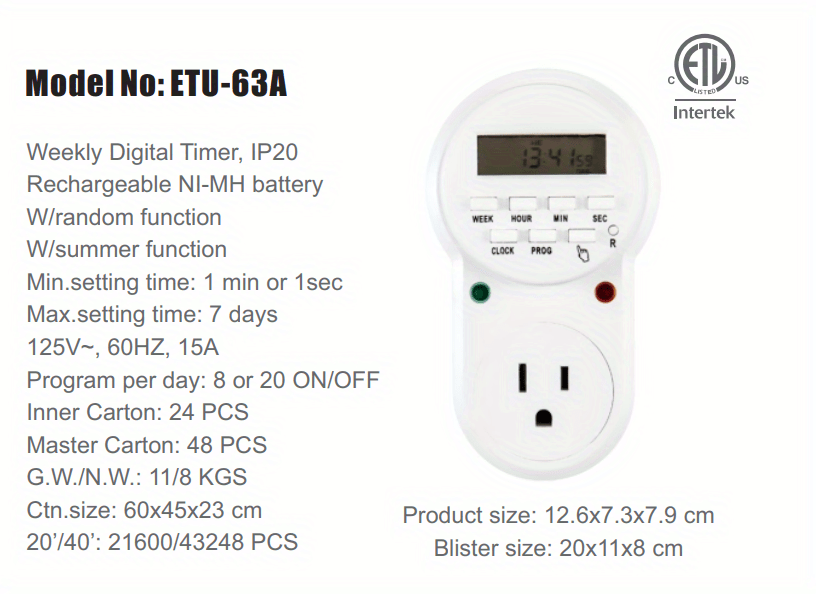Plug in Programmable Digital Electrical 24 hour & 7 Day Timer Plug Socket  Lights
