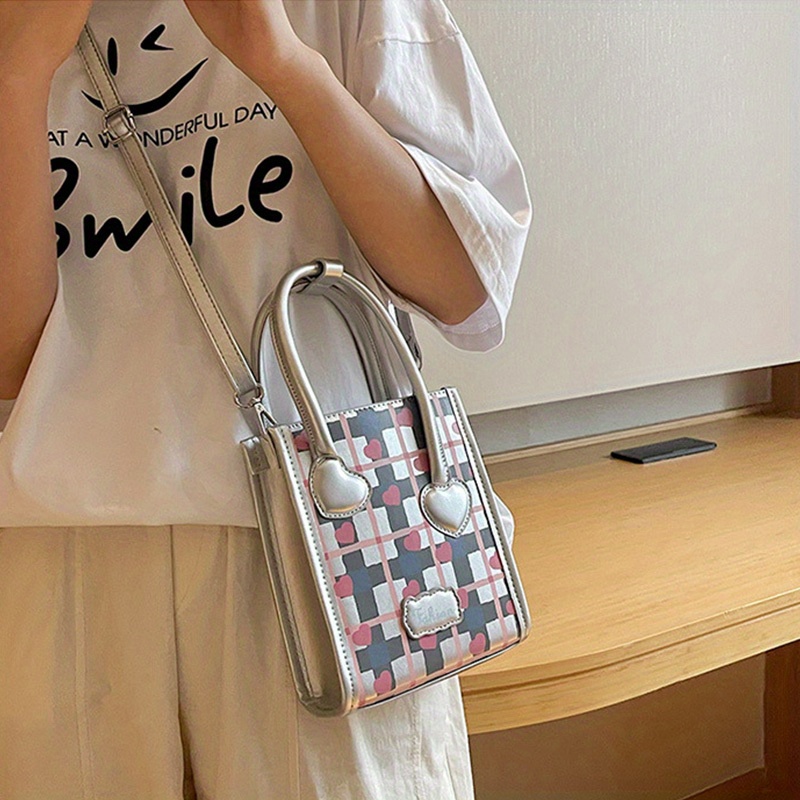 Mini Heart Decor Crossbody Bag Kawaii Cute Top Handle Satchel