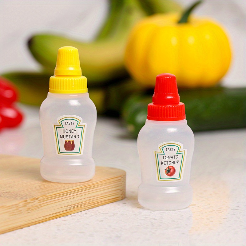 THYULIFE 4 Pack Mini Condiment Squeeze Bottles with Funnel, 30ml Mini  Ketchup Sauce Bottles Portable Refillable Tomato Ketchup Mustard Honey  Salad