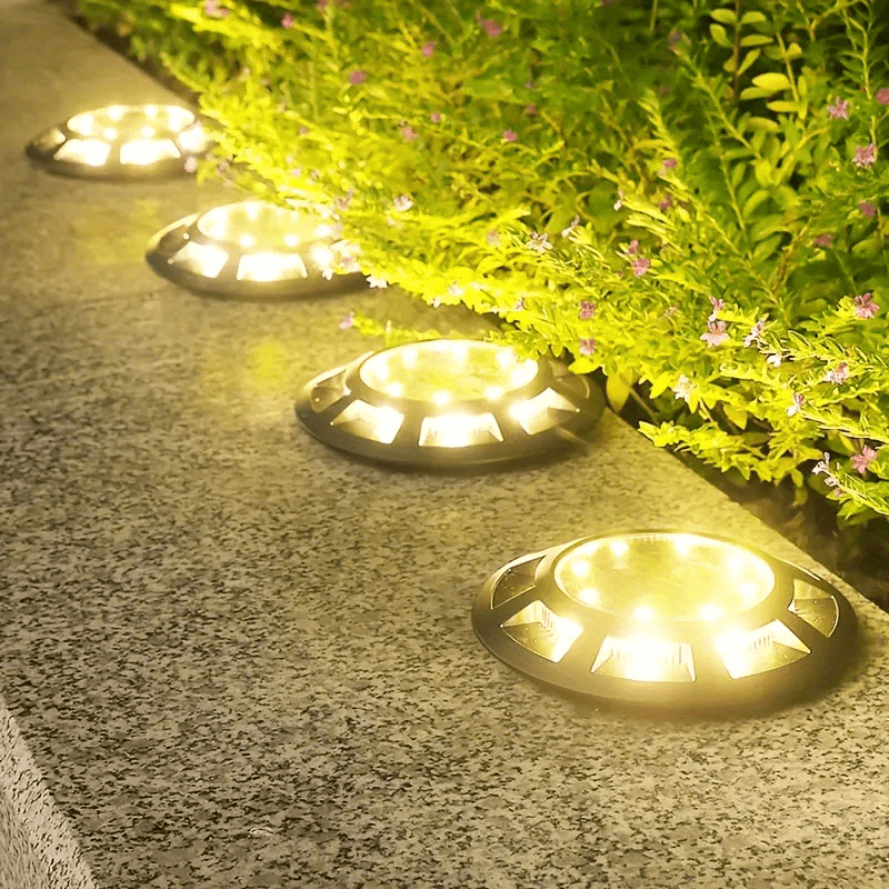 Luces Solares LED Exterior Jardin, IP65 Impermeable Lámpara, para  Iluminación de Caminos, Patio,Terreza y Camping, Blanca Cálida (A)