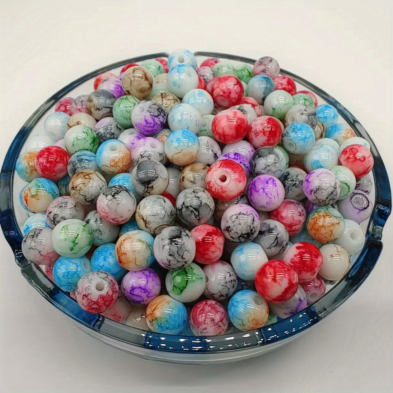 Ink Style Smudged Glass Round Beads Elegant Fashion For Diy - Temu