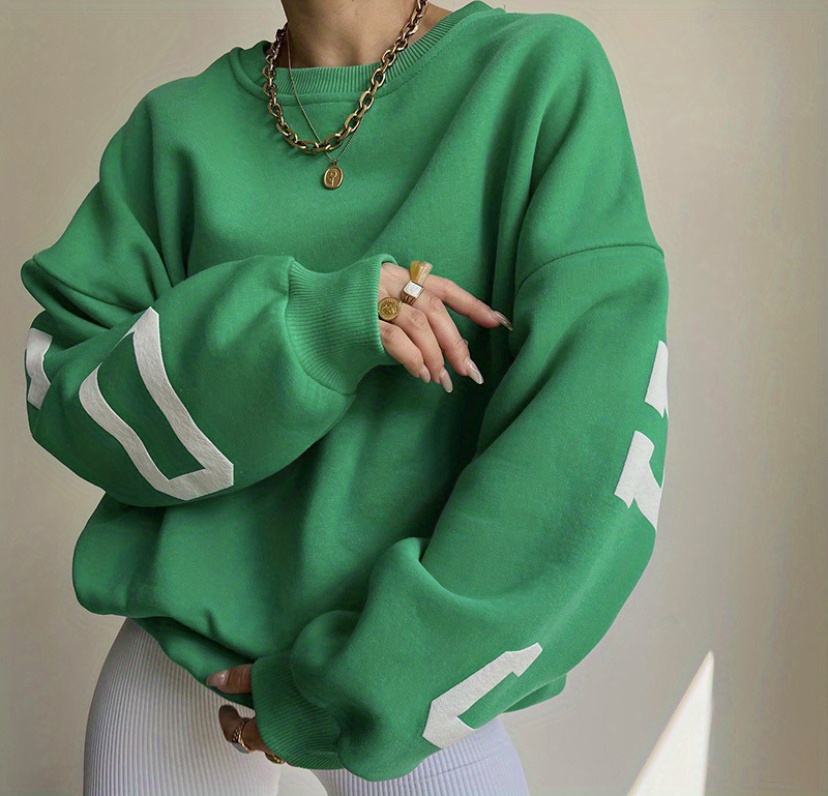 Letter & Star Print Drop Shoulder Oversized Sweatshirt