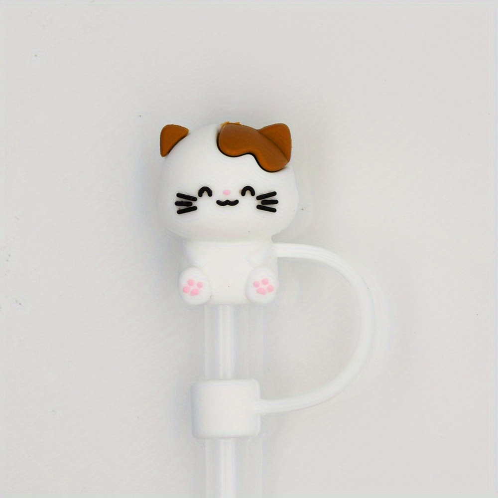  3PCS Straw Covers 8mm & 10mm, Cute Cat Straw Topper