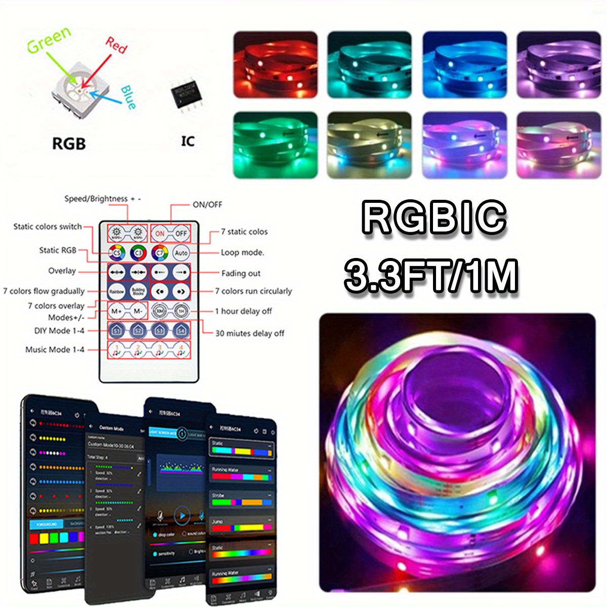 Tira Luces Led Inteligentes Tira Luces Led Funciona - Temu Chile