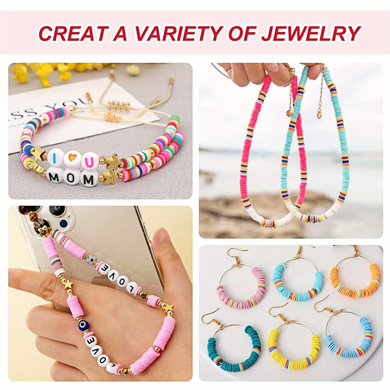 Glory Europe Flat Beads Making bracciali collana fai da te perline di  argilla gioielli fai da te fai da te creazione di gioielli diametro 8 mm  perline piatte colorate 12 confezioni 180 grammi, - AliExpress