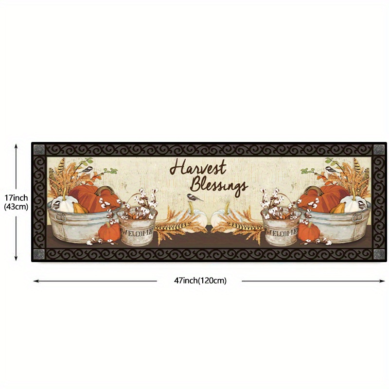 Fall Pumpkin Print Floor Mat Thanksgiving Harvest Kitchen - Temu